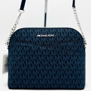 Michael Kors Medium Dome Jet Set Travel Xbody Bag Admiral Navy Blue